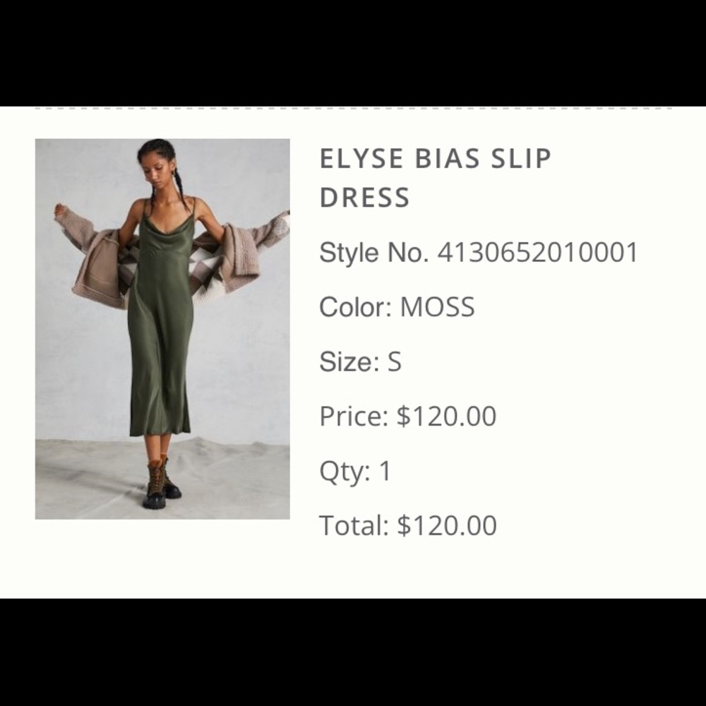 Anthropology Elyse Bias Slip Dress S in Moss